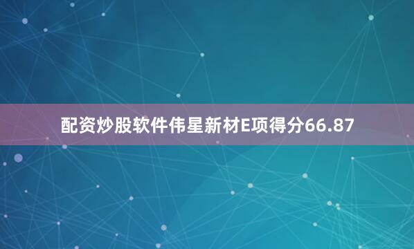 配资炒股软件伟星新材E项得分66.87